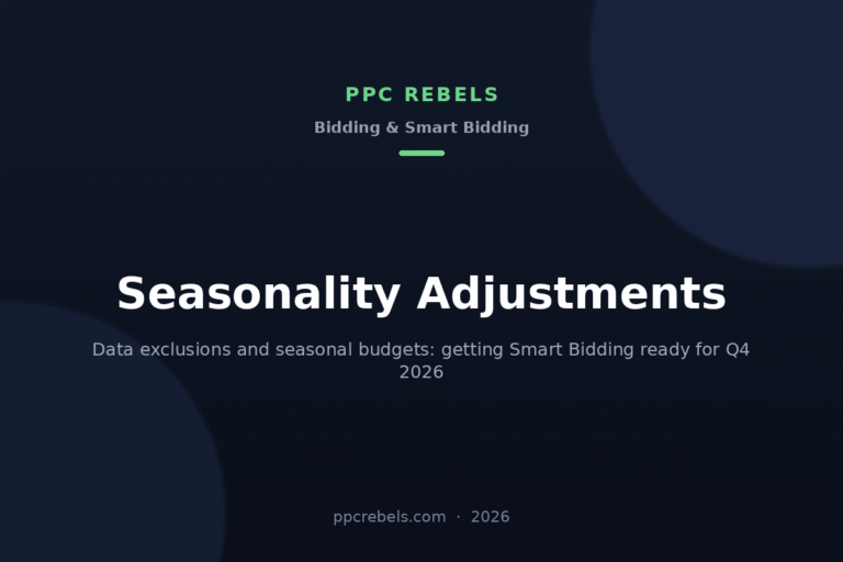 PPC Rebels article cover: seasonality adjustments and data exclusions in Google Ads 2026