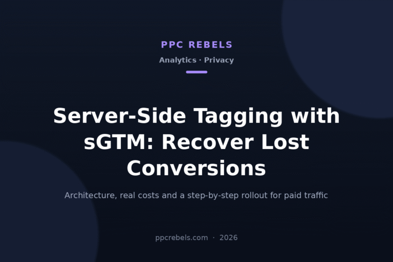PPC Rebels article cover about server-side tagging with sGTM and recovering lost conversions in 2026