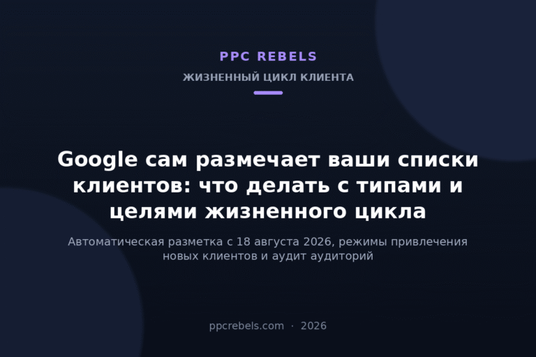 Обложка статьи PPC Rebels 2026: типы клиентов и цели жизненного цикла в Google Ads