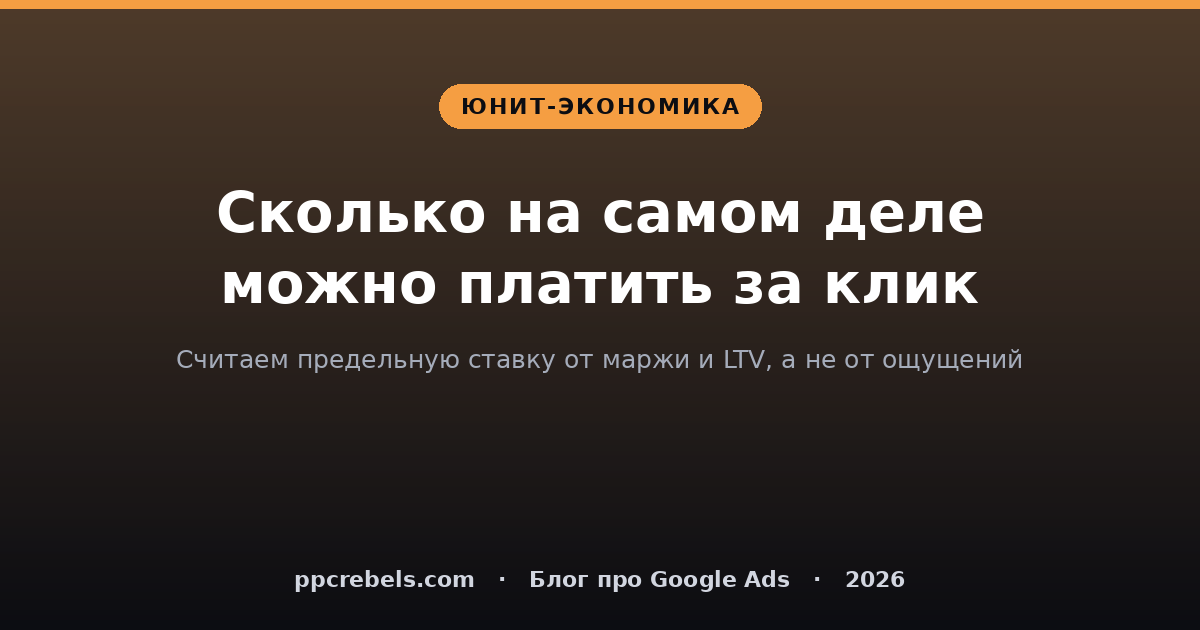 Юнит-экономика Google Ads: сколько можно платить за клик — обложка статьи PPC Rebels