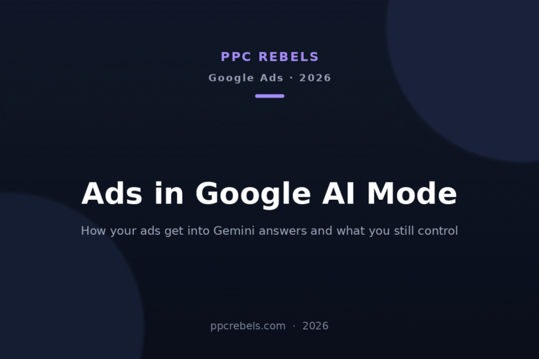 PPC Rebels cover image for the 2026 guide to advertising in Google AI Mode