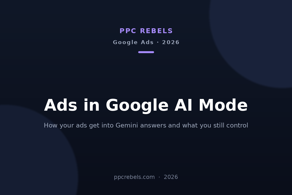 PPC Rebels cover image for the 2026 guide to advertising in Google AI Mode