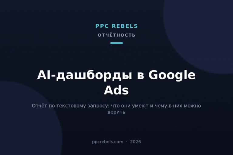 Обложка статьи PPC Rebels об AI-дашбордах в Google Ads в 2026 году