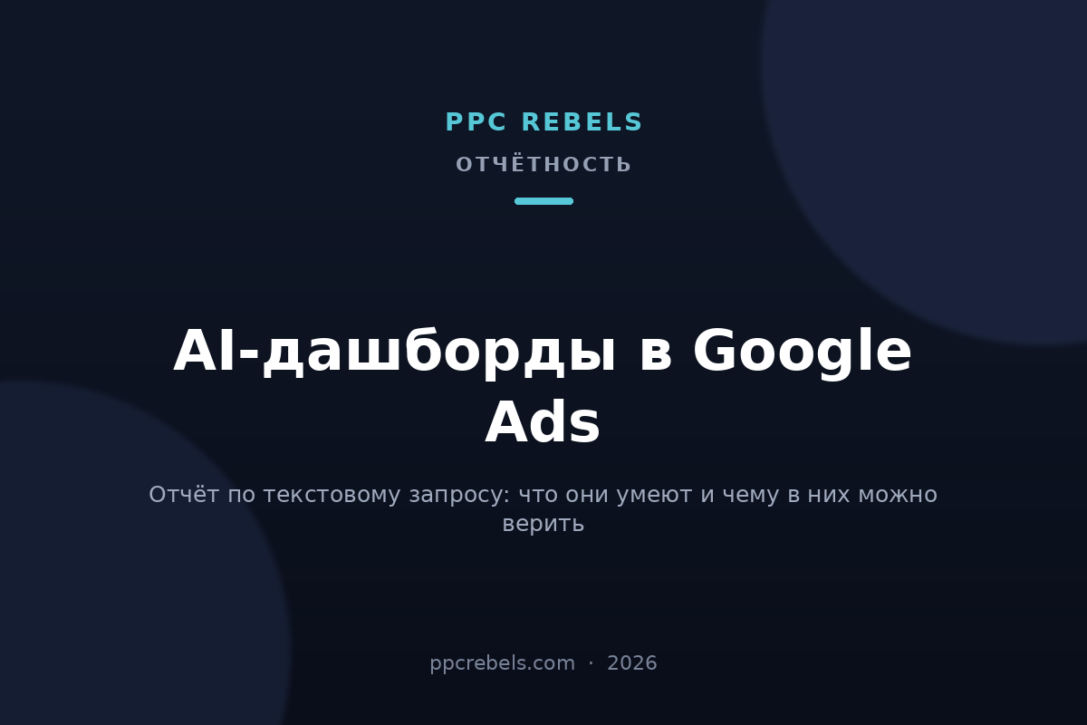 Обложка статьи PPC Rebels об AI-дашбордах в Google Ads в 2026 году