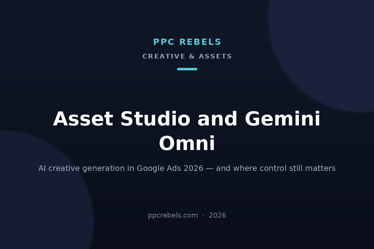 PPC Rebels article cover: Asset Studio and Gemini Omni — AI creative generation in Google Ads in 2026