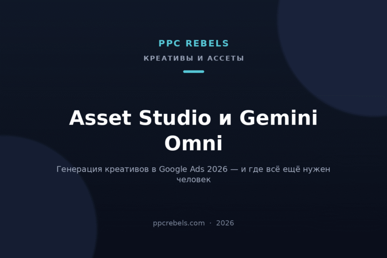 Обложка статьи PPC Rebels: Asset Studio и Gemini Omni — генерация креативов в Google Ads в 2026
