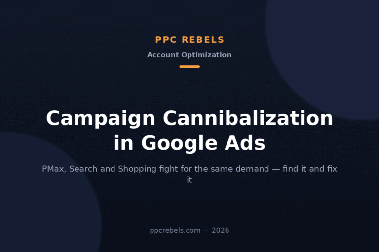 PPC Rebels article cover about Google Ads campaign cannibalization in 2026