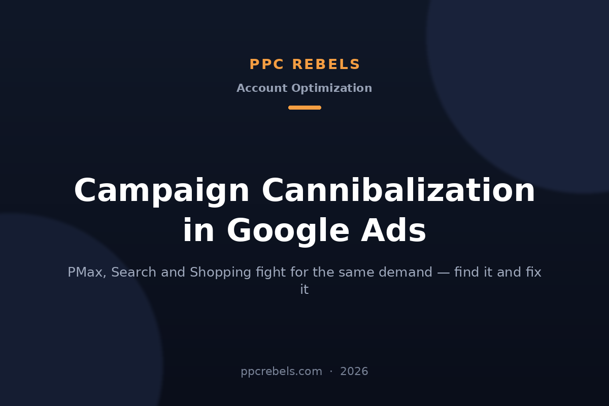 PPC Rebels article cover about Google Ads campaign cannibalization in 2026