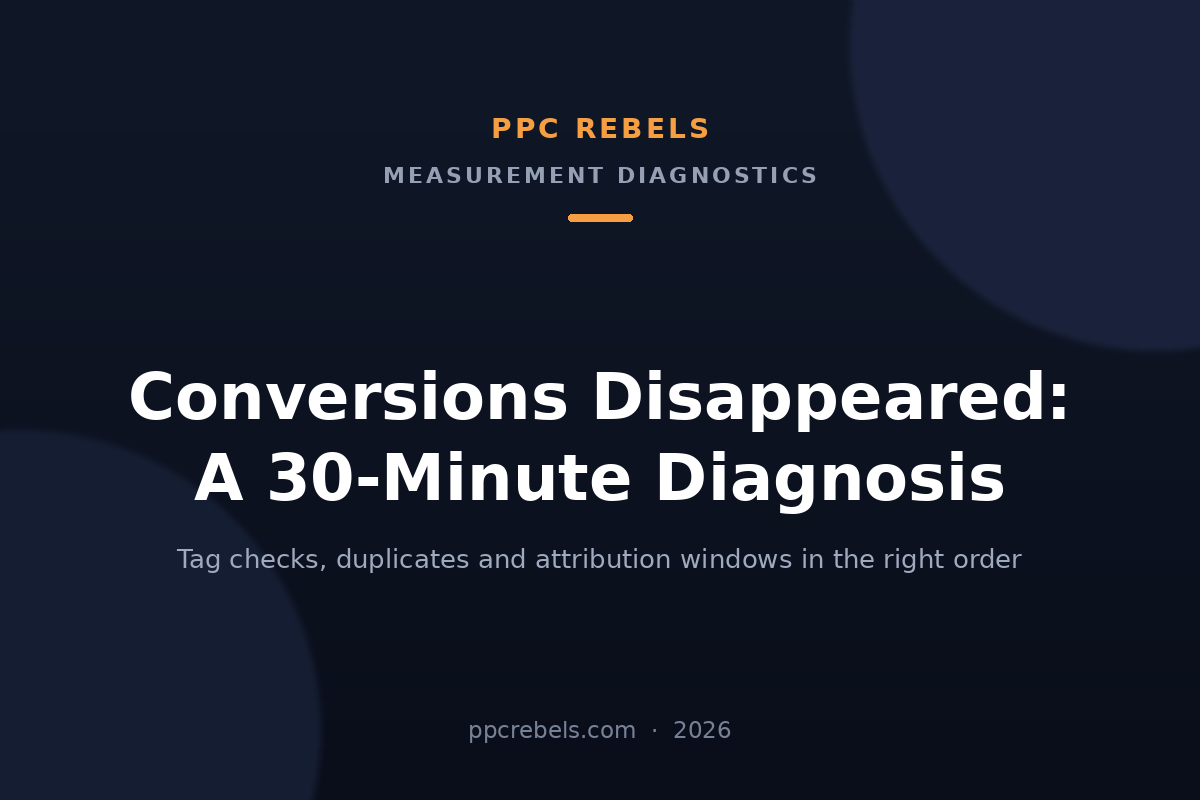 PPC Rebels cover image for the 2026 guide to diagnosing Google Ads conversion tracking