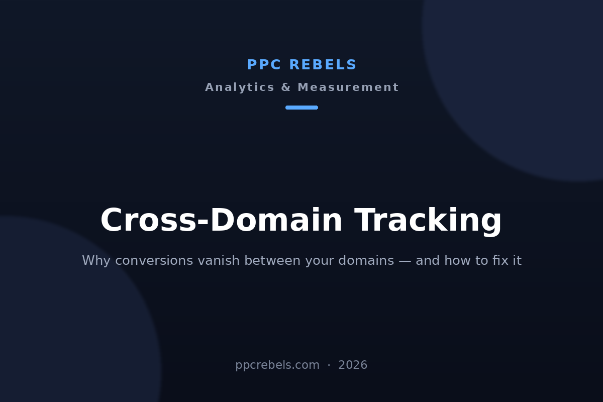 PPC Rebels cover image for the 2026 guide to cross-domain tracking in Google Ads and GA4