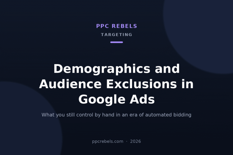 Demographics and Audience Exclusions in Google Ads: cover image for the 2026 PPC Rebels guide to Google Ads