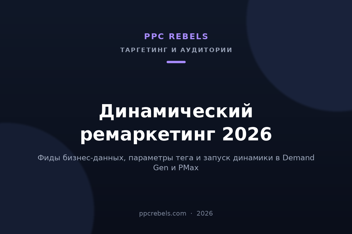 Обложка статьи PPC Rebels о динамическом ремаркетинге в Google Ads 2026: фиды и настройка