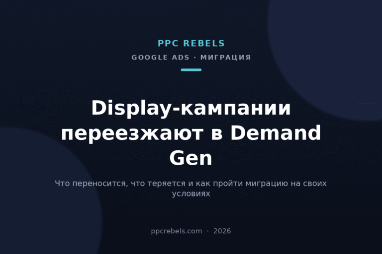 Обложка статьи PPC Rebels о миграции Display-кампаний Google Ads в Demand Gen в 2026 году