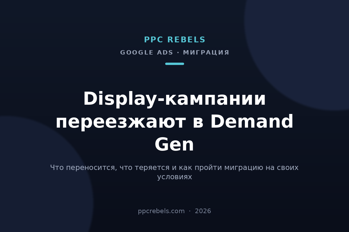 Обложка статьи PPC Rebels о миграции Display-кампаний Google Ads в Demand Gen в 2026 году