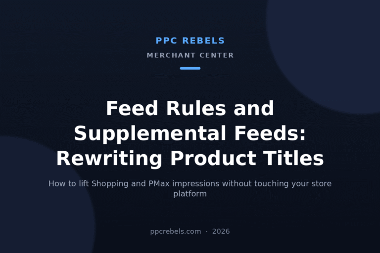 PPC Rebels cover image for the 2026 guide to feed rules and supplemental feeds in Merchant Center