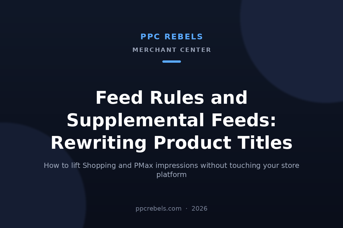 PPC Rebels cover image for the 2026 guide to feed rules and supplemental feeds in Merchant Center