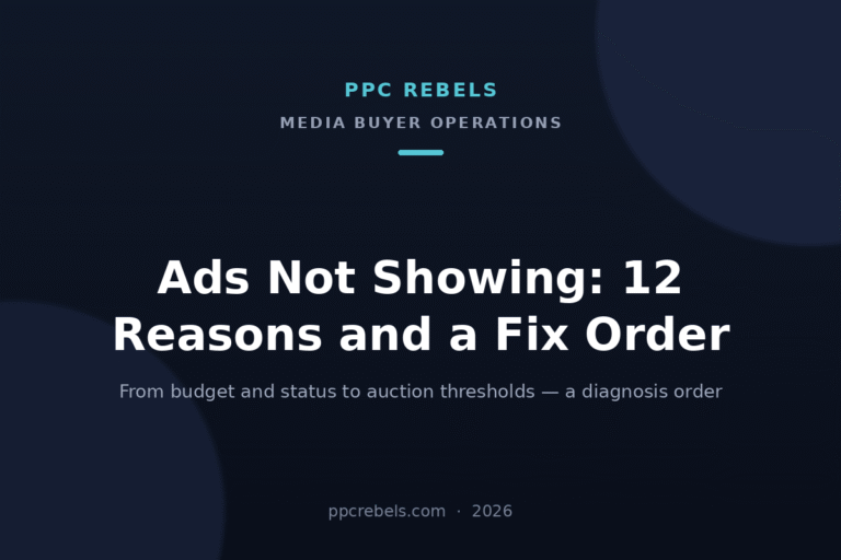 PPC Rebels cover image for the 2026 guide to why Google Ads ads are not showing