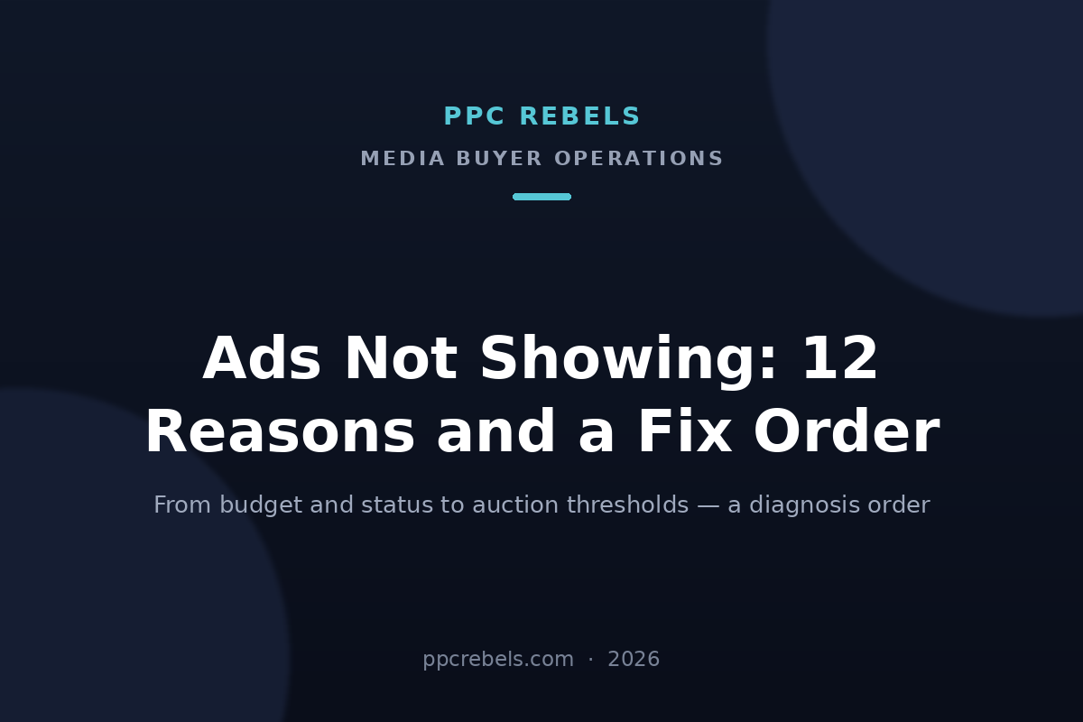 PPC Rebels cover image for the 2026 guide to why Google Ads ads are not showing