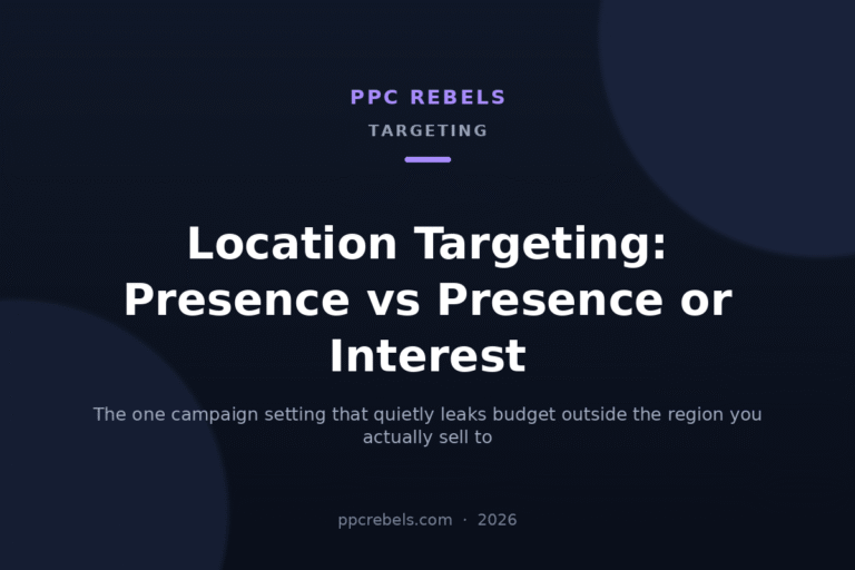 Google Ads location targeting 2026: presence vs presence or interest — PPC Rebels article
