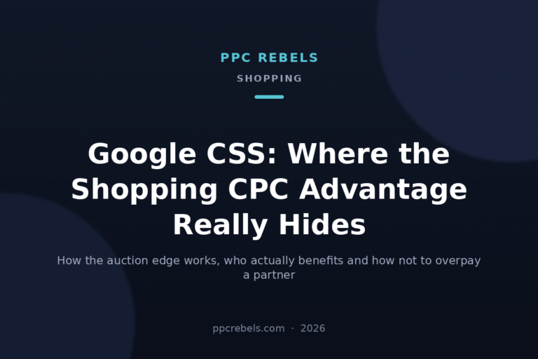 PPC Rebels cover image for the 2026 guide to Google CSS and the Shopping CPC advantage