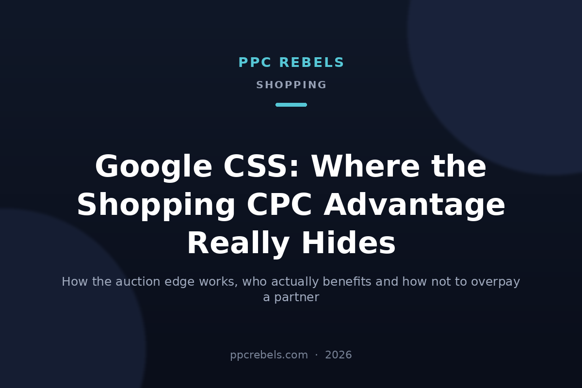 PPC Rebels cover image for the 2026 guide to Google CSS and the Shopping CPC advantage