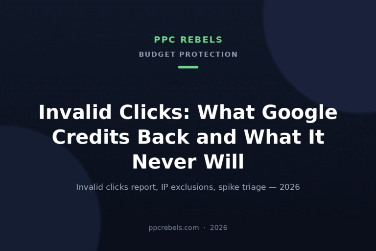 PPC Rebels 2026 article cover about invalid clicks in Google Ads and protecting the advertising budget