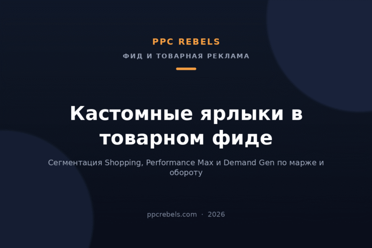 Обложка статьи PPC Rebels: кастомные ярлыки в товарном фиде — сегментация Shopping, PMax и Demand Gen в 2026