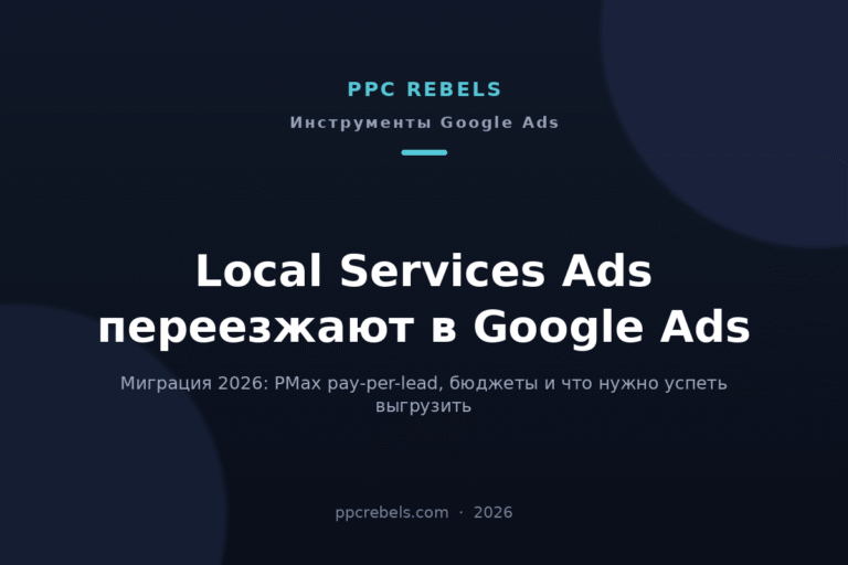 Обложка статьи PPC Rebels 2026 о миграции Local Services Ads в Google Ads