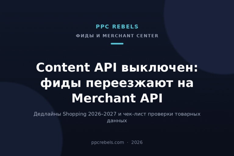 Миграция на Merchant API и фиды Google Shopping 2026 — обложка блога PPC Rebels