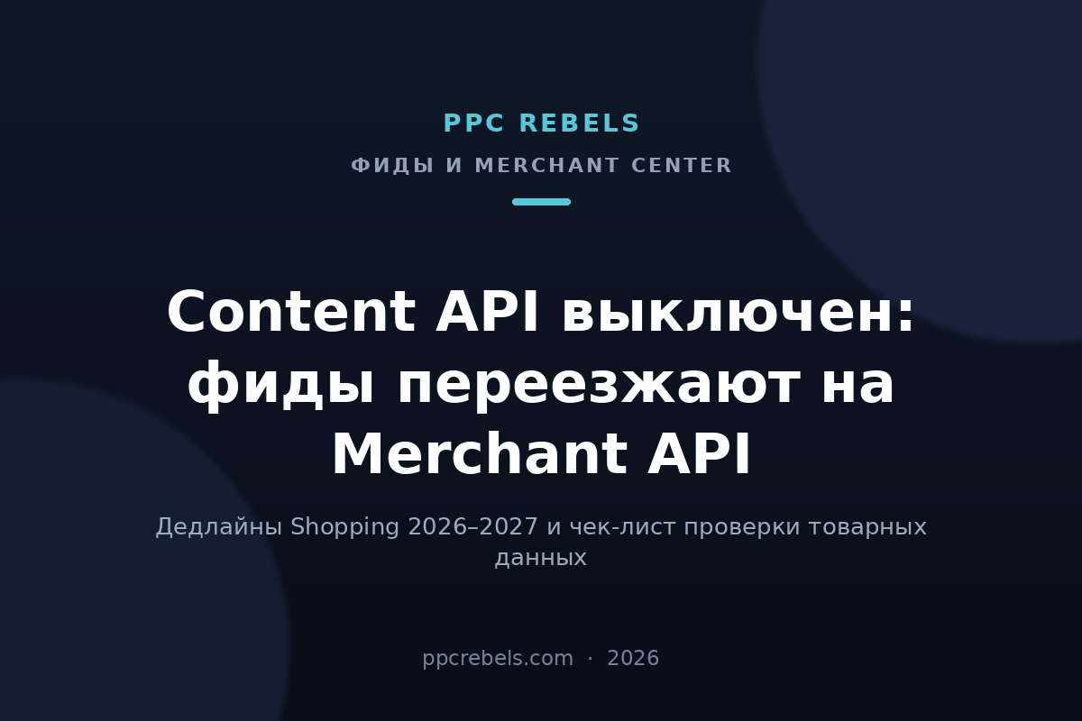 Миграция на Merchant API и фиды Google Shopping 2026 — обложка блога PPC Rebels