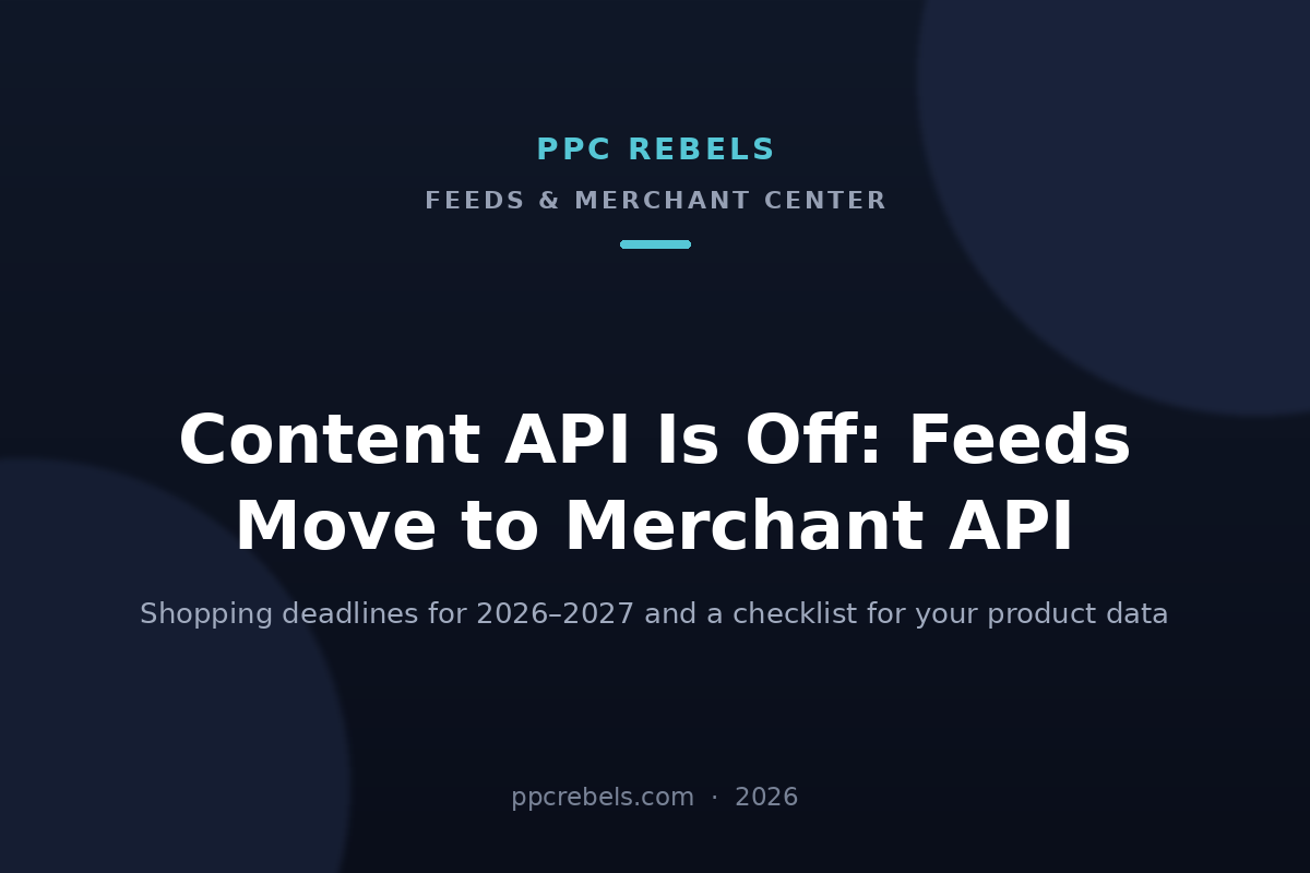 Merchant API migration and Google Shopping feeds 2026 — PPC Rebels blog cover