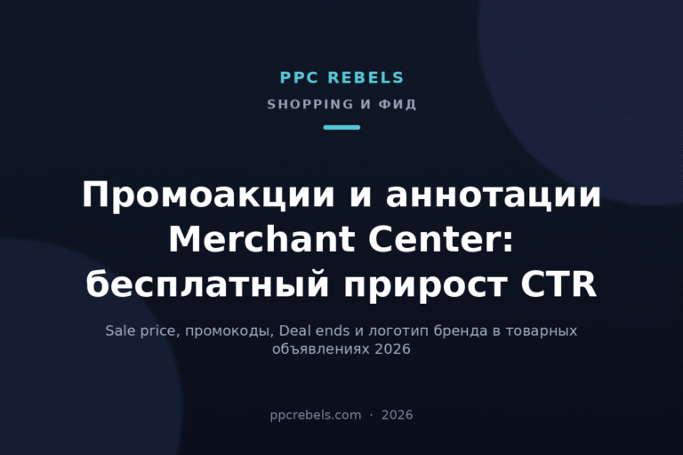 Промоакции и аннотации Merchant Center 2026: sale price, промокоды, Deal ends — материал PPC Rebels