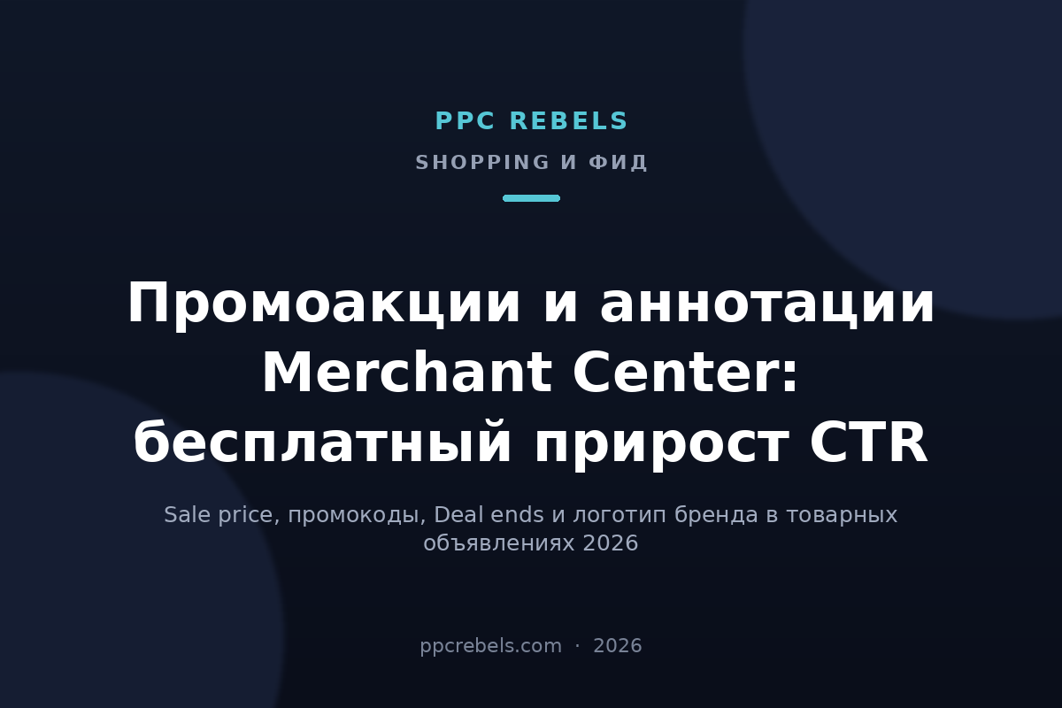 Промоакции и аннотации Merchant Center 2026: sale price, промокоды, Deal ends — материал PPC Rebels