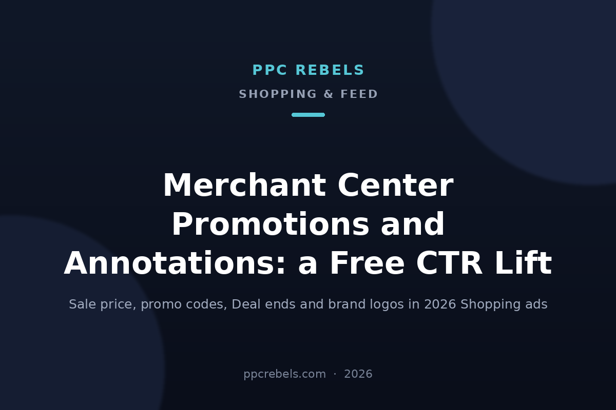 Merchant Center promotions and annotations 2026: sale price, promo codes, Deal ends — PPC Rebels article