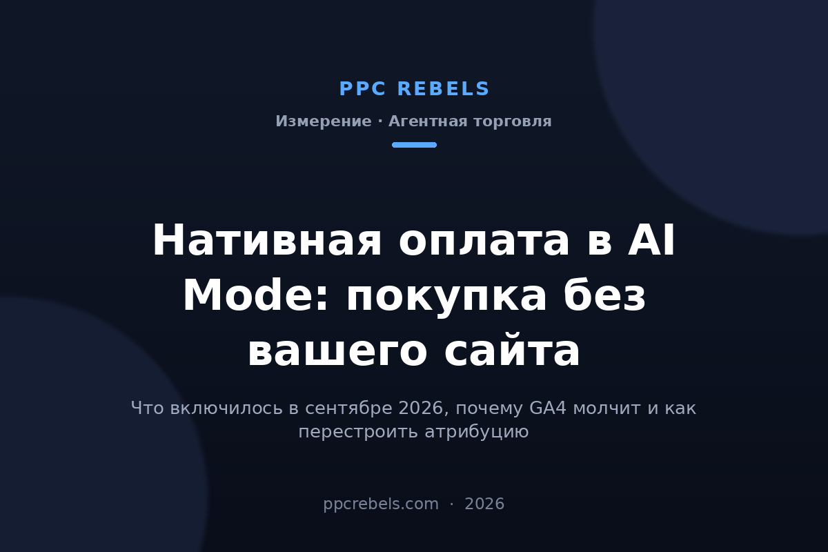 Нативная оплата в AI Mode 2026: покупка без вашего сайта — обложка статьи блога PPC Rebels