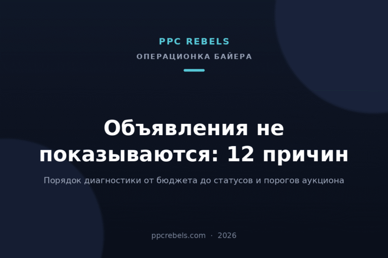 Обложка статьи PPC Rebels о том, почему объявления не показываются в Google Ads в 2026 году