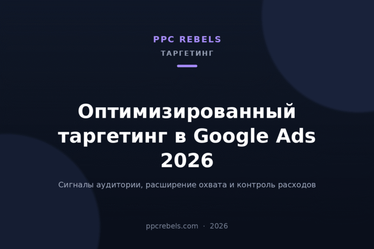 Обложка статьи PPC Rebels 2026 об оптимизированном таргетинге и сигналах аудитории в Google Ads