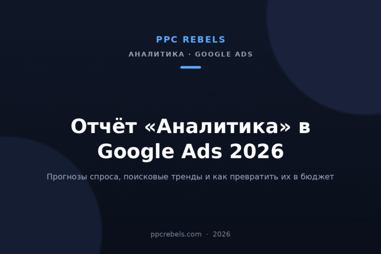 Обложка статьи PPC Rebels: отчёт «Аналитика» в Google Ads 2026 — прогнозы спроса и поисковые тренды