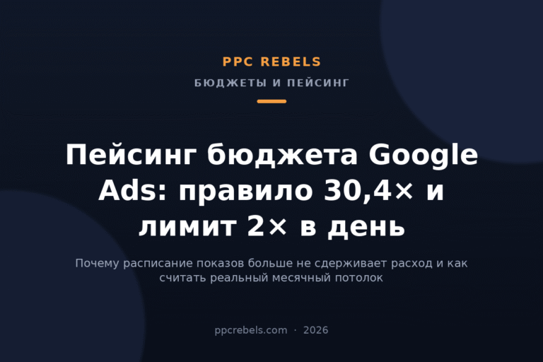 Пейсинг бюджета Google Ads 2026: правило 30,4× и лимит 2× в день — материал PPC Rebels