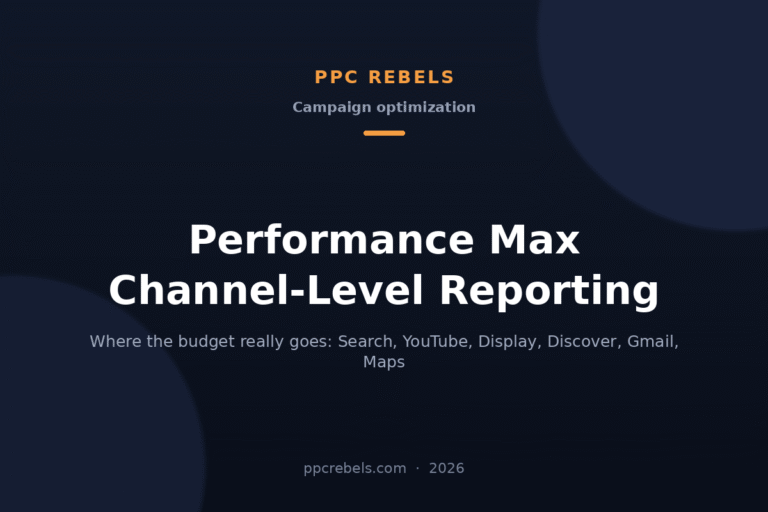 Performance Max channel reporting 2026: budget split across Google channels — PPC Rebels blog article