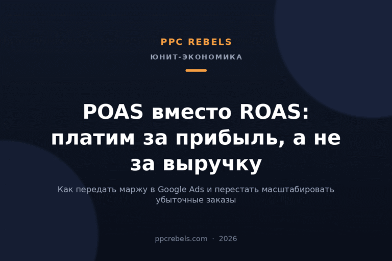 Обложка статьи PPC Rebels о POAS в Google Ads и оптимизации по прибыли в 2026 году