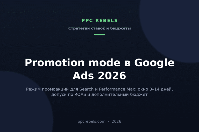 Обложка статьи PPC Rebels о режиме промоакций promotion mode в Google Ads 2026