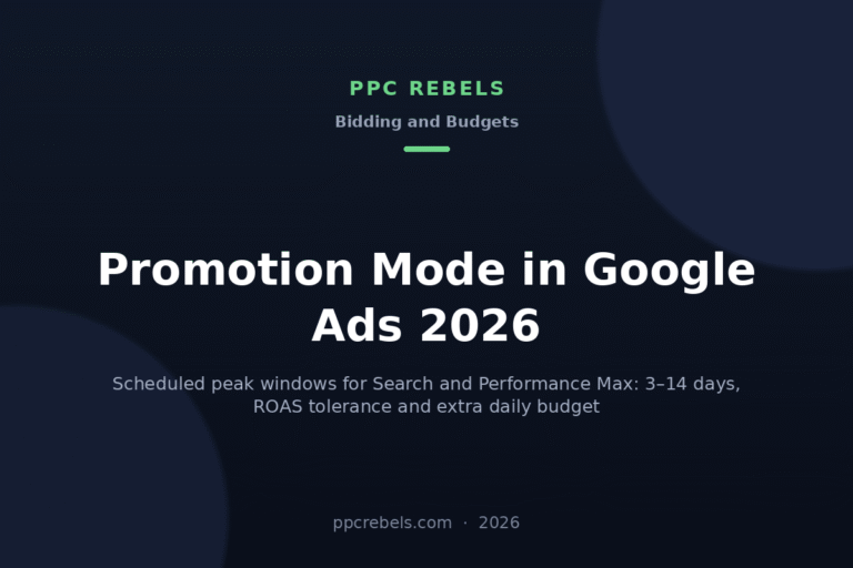 PPC Rebels article cover on promotion mode in Google Ads 2026