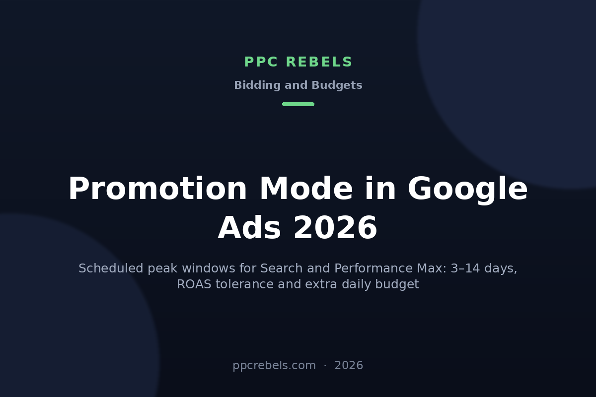 PPC Rebels article cover on promotion mode in Google Ads 2026