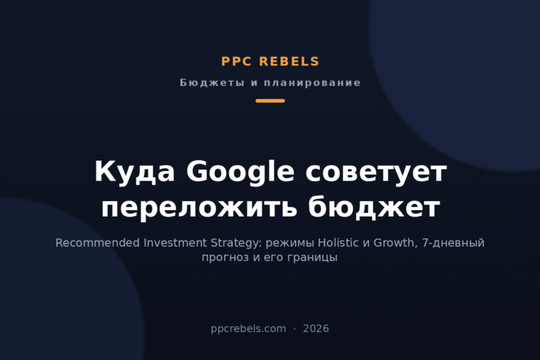 Обложка статьи PPC Rebels 2026: Recommended Investment Strategy в Google Ads 2026: режимы Holistic и Growth
