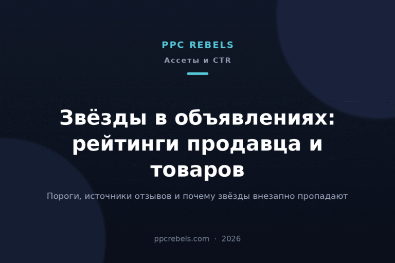 Обложка статьи PPC Rebels 2026 о рейтингах продавца и товарных рейтингах в Google Ads