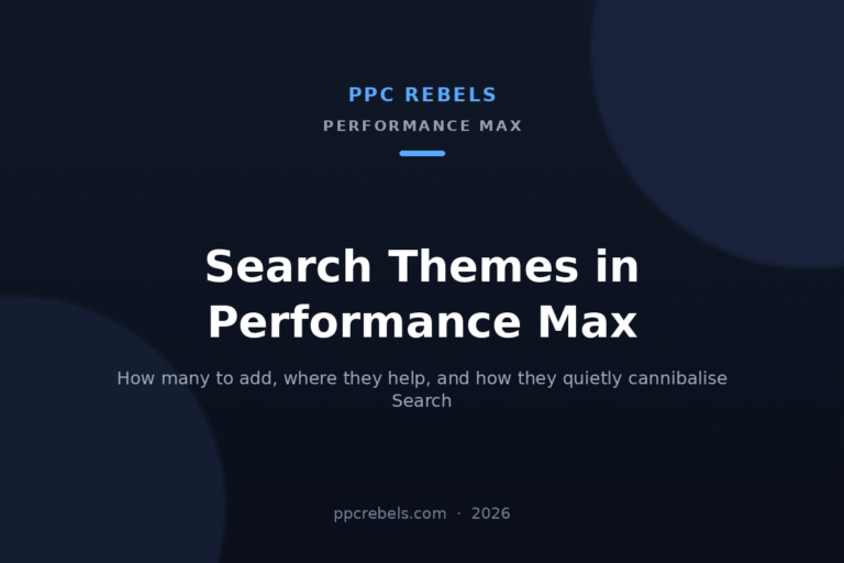 Search Themes in Performance Max: cover image for the 2026 PPC Rebels guide to Google Ads