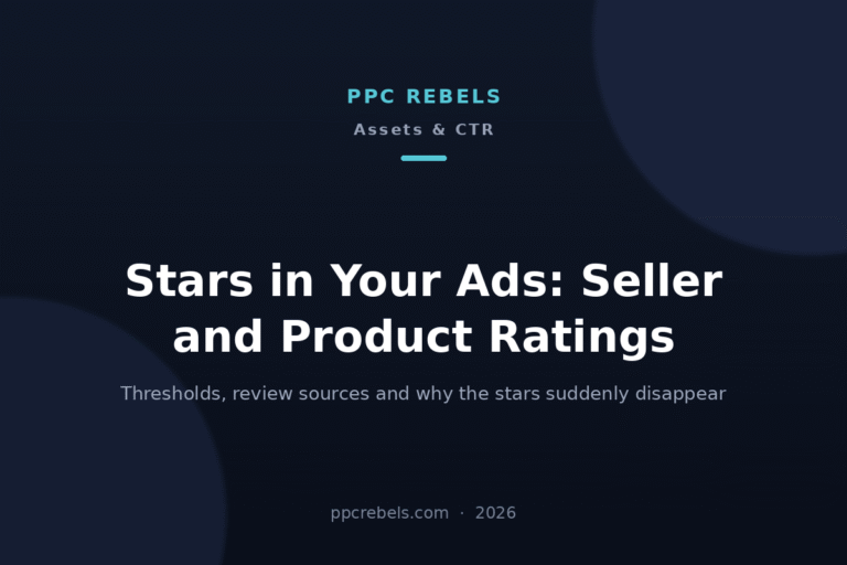 PPC Rebels 2026 cover for the guide to seller ratings and product ratings in Google Ads