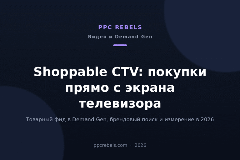 Shoppable CTV и Demand Gen в Google Ads 2026: обложка статьи блога PPC Rebels