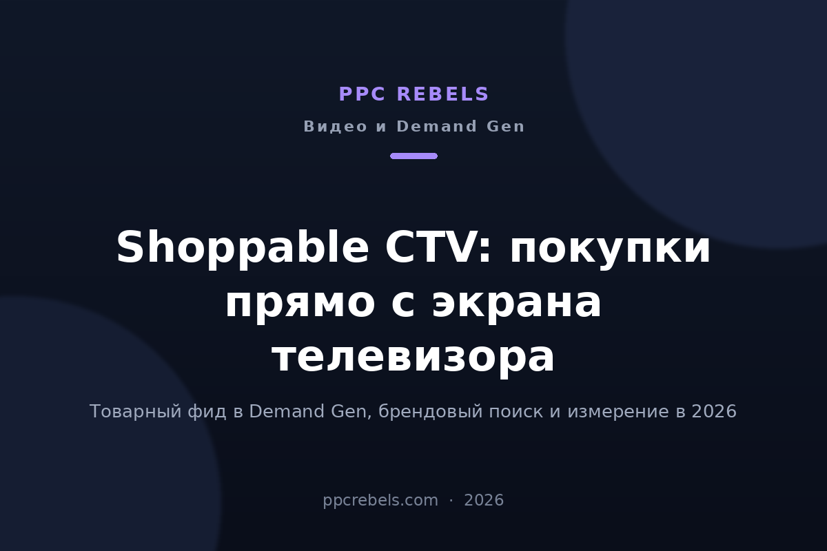 Shoppable CTV и Demand Gen в Google Ads 2026: обложка статьи блога PPC Rebels
